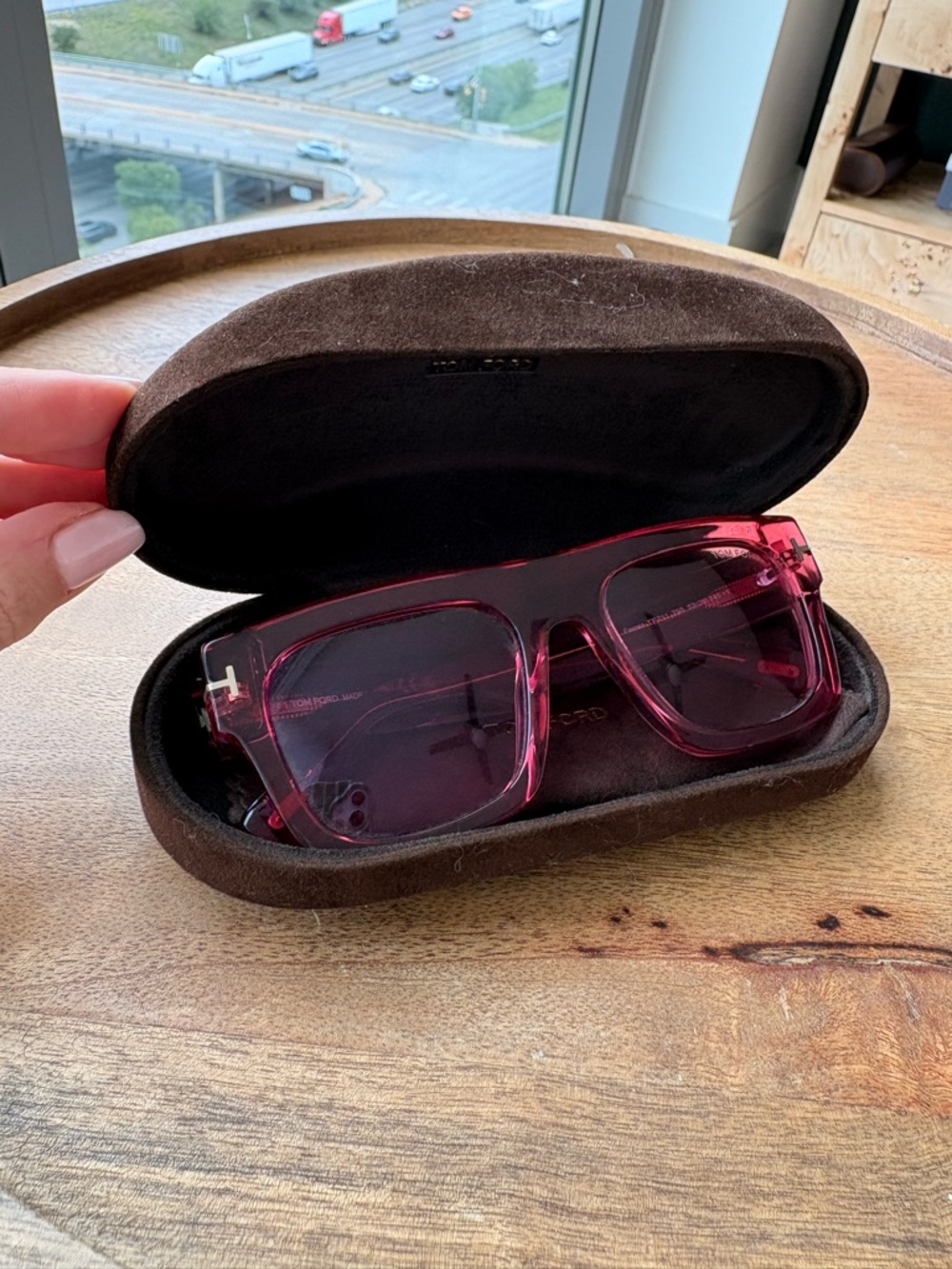 Tom Ford Transparent Pink Square Sunglasses